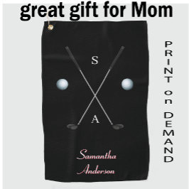 Elegante zwarte golfhanddoek ⛳ Stijlvol Clubs Desi