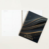 Elegante zwarte golven met gouden accenten planner (Display)