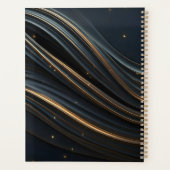 Elegante zwarte golven met gouden accenten planner (Achterkant)