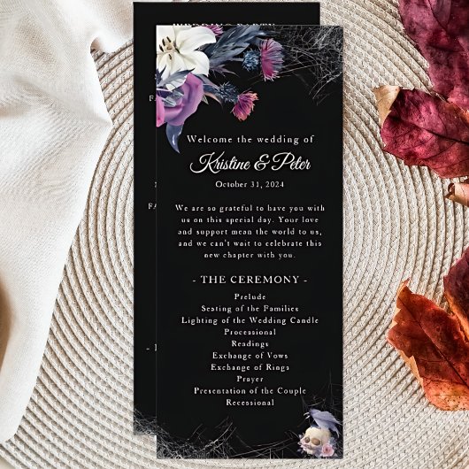 Elegante Zwarte Gotische Bloemenskelet Bruiloftspr