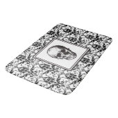 Elegante zwarte gotische Damask Patroon Schedel Badmat (Gekanteld)