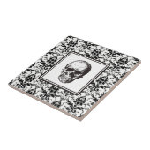 Elegante  zwarte gotische Damask Skull Tegeltje (Zijkant)
