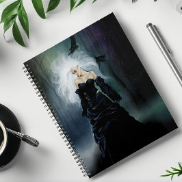 Elegante Zwarte Gotische Mysterieuze Vrouw Ravens  Planner