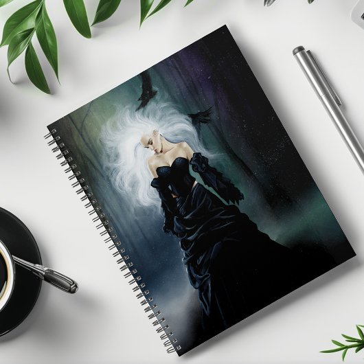 Elegante Zwarte Gotische Mysterieuze Vrouw Ravens Planner