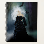 Elegante Zwarte Gotische Mysterieuze Vrouw Ravens Planner (Voorkant)
