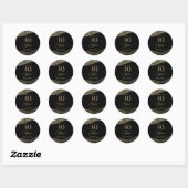 Elegante zwarte goud agaat 40ste verjaardag feest ronde sticker (Vel)