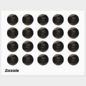 Elegante zwarte goud agaat 50ste verjaardag feest ronde sticker (Vel)