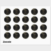 Elegante zwarte goud agaat 60ste verjaardag feest ronde sticker (Vel)