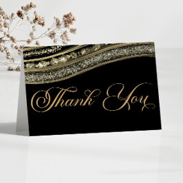 Elegante zwarte goud agaat jubileumfeest bedankkaart