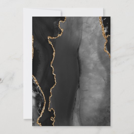 Elegante zwarte goud agaat marmeren Save the Date (Achterkant)