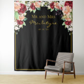 Elegante Zwarte Goud Bourgondië Blush Bloemstuk Ac Wandkleed (In situ)