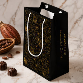Elegante Zwarte Goud Cacao Naam Slogan Zakelijk Klein Cadeauzakje