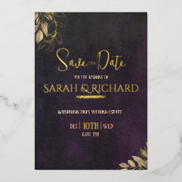 Elegante Zwarte Goud Fluwelen Save the Date Folie Uitnodiging