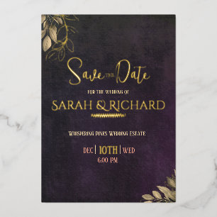 Elegante Zwarte Goud Fluwelen Save the Date Folie Uitnodiging