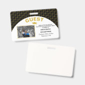 Elegante Zwarte Goud Geslaagd Gast Badge (Voor- en achterkant)
