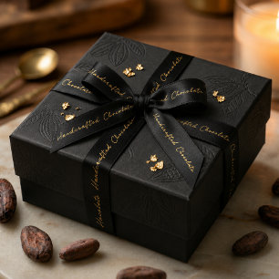 Elegante zwarte goud handgemaakte chocolade satijnen lint