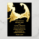 Elegante zwarte goud Kaap Cod Kaart Trouwen (Voorkant)