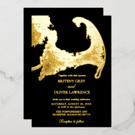 Elegante zwarte goud Kaap Cod Kaart Trouwen