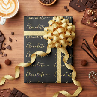 Elegante Zwarte Goud Schrift Chocolade Zakelijk  Cadeaupapier