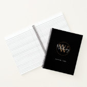 Elegante Zwarte Goud Schrift Monogram Name Notitie Notitieboek (Binnen)