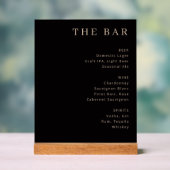 Elegante Zwarte Goud Serif Bar Menu Acryl Bord (Neutraal)
