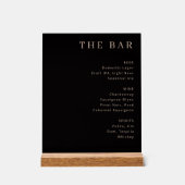 Elegante Zwarte Goud Serif Bar Menu Acryl Bord (Voorkant)