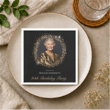 Elegante Zwarte Gouden Aangepaste Foto 80e Verjaar