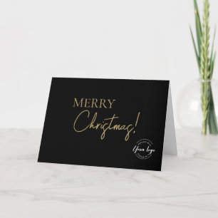 Elegante Zwarte Gouden Aangepaste Logo Bedrijfs Ke Feestdagen Kaart