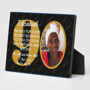 Elegante zwarte gouden aangepaste tekst foto 90ste fotoplaat
