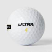 Elegante Zwarte Gouden Aanpasbare Monogram Golfballen (Logo)