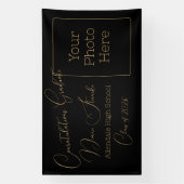 Elegante Zwarte & Gouden Afstudeerfeest Spandoek (Verticaal)