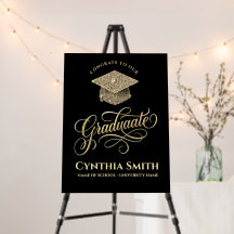 Elegante zwarte & gouden afstudeerfoamplaten