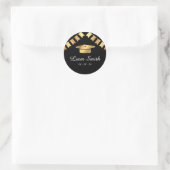 Elegante zwarte, gouden afstudeerronde stickers se (Tas)