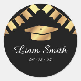 Elegante zwarte, gouden afstudeerronde stickers se
