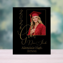 Elegante zwarte & gouden afstuderen acryl bord