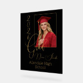 Elegante zwarte & gouden afstuderen acryl bord (Hoek)