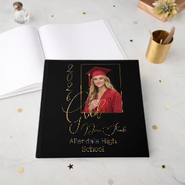 Elegante zwarte & gouden afstuderen gastenboek