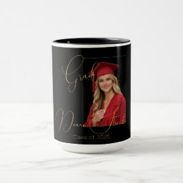 Elegante zwarte & gouden afstuderen mok