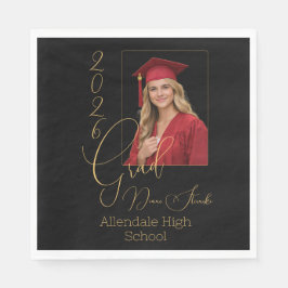 Elegante zwarte & gouden afstuderen servet
