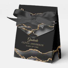 Elegante zwarte & gouden agaat afstudeercadeau bedankdoosjes