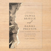 Elegante zwarte gouden agaat bruiloft Elegant Chic Acryl Uitnodigingen (Voorkant)