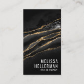 Elegante zwarte gouden agaat visitekaartje (Voorkant)