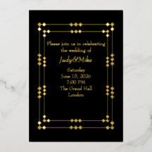 Elegante zwarte & gouden Art Deco folie uitnodigin