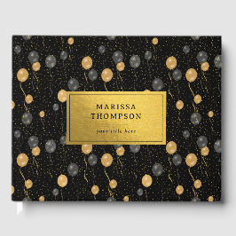 Elegante zwarte & gouden ballonnen aandenken gastenboek