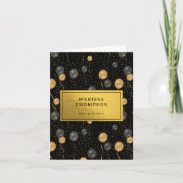 Elegante Zwarte & Gouden Ballonnen Feest Kaart