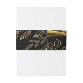 Elegante zwarte gouden bloem | Leaf Design Wedding Uitnodigingen Wikkel (Achterkant Voorbeeld)