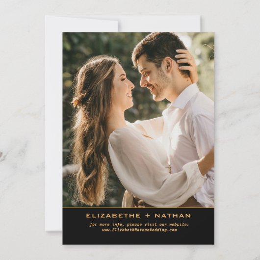 Elegante Zwarte & Gouden Bloem Vogels Aangepaste F Save The Date (Achterkant)