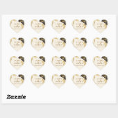 Elegante Zwarte & Gouden Bruiloft Hart Sticker (Vel)