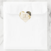 Elegante Zwarte & Gouden Bruiloft Hart Sticker (Tas)