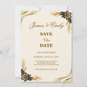 Elegante Zwarte & Gouden Bruiloft Save The Date (Voorkant)